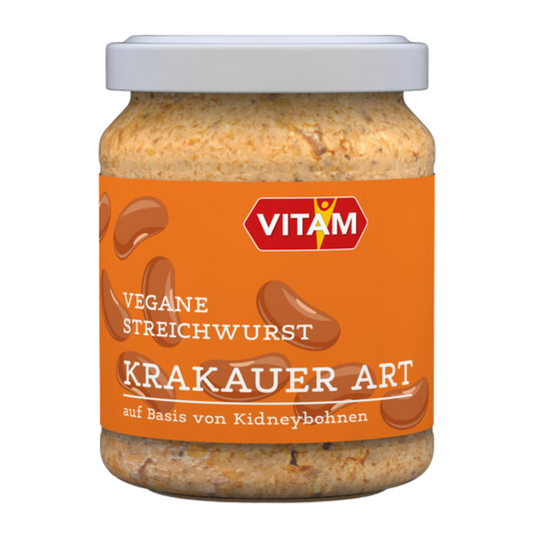 VITAM Vegane Streichwurst Krakauer Art 110 g Glas Vorderansicht