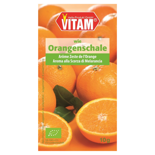 VITAM wie Orangenschale Bio Aroma 10 g – Orangenaroma zum Verfeinern von Gebäck, Desserts und Getränken