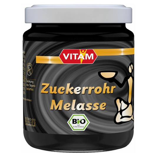 VITAM Bio Zuckerrohrmelasse 300g – schwarze Melasse aus kontrolliert biologischem Anbau im Glas