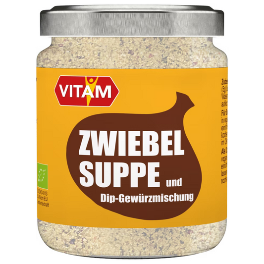 VITAM Zwiebelsuppe und Dip-Gewürzmischung Bio im Glas – vegane Instant-Suppe und Würzmischung, 150 g