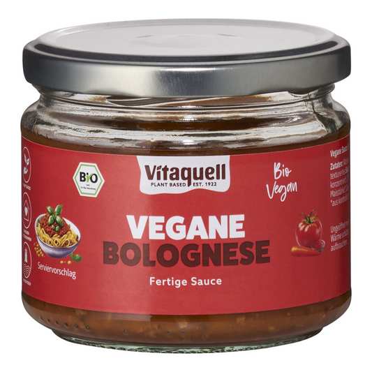 Vitaquell vegane Bolognese Bio 250g – fertige Sauce im Glas für Pasta und vegane Gerichte