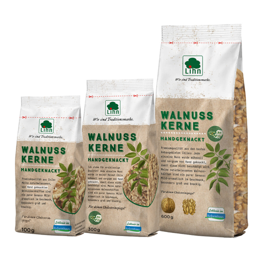 Lihn Walnusskerne aus Chile – handgeknackte Walnüsse in 100 g, 300 g und 600 g im Vergleich