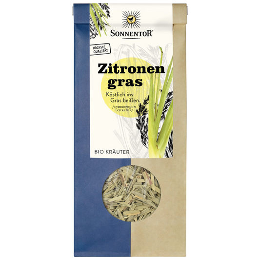 Sonnentor Zitronengras Bio-Kräutertee lose, Verpackungsvorderseite mit Sichtfenster