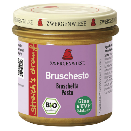 Zwergenwiese Bruschesto Bio-Aufstrich – veganer Brotaufstrich mit Bruschetta und Pesto im Glas, 135 g