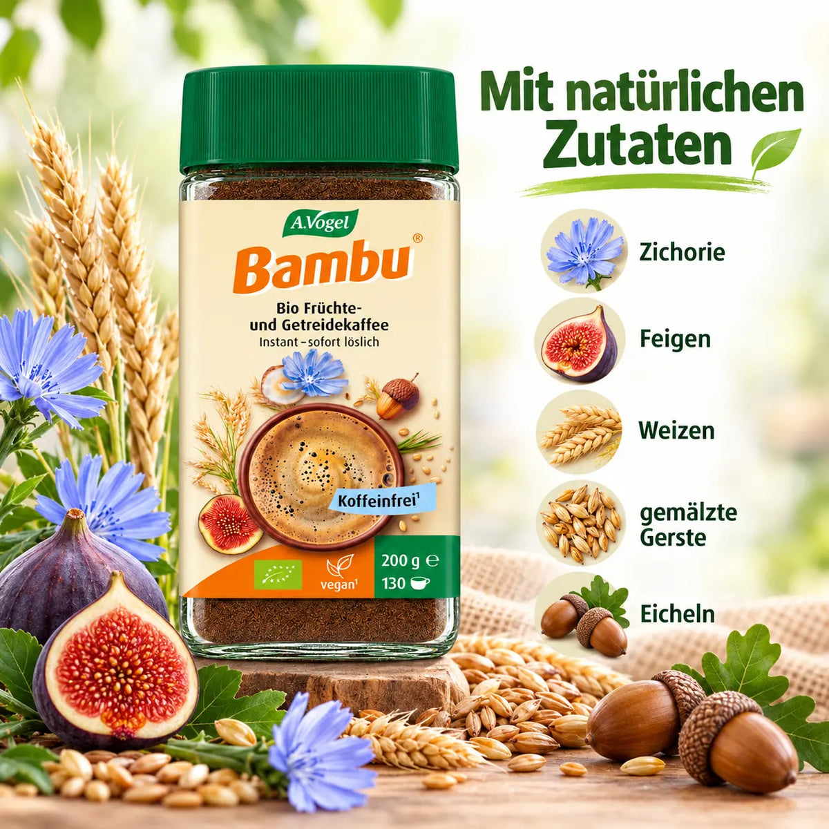 A.Vogel Bambu Instant mit Zichorie, Feigen, Weizen, gemälzter Gerste und Eicheln
