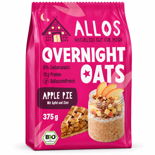 Allos Overnight Oats Apple Pie 375 g Bio Haferbrei mit Apfel und Zimt