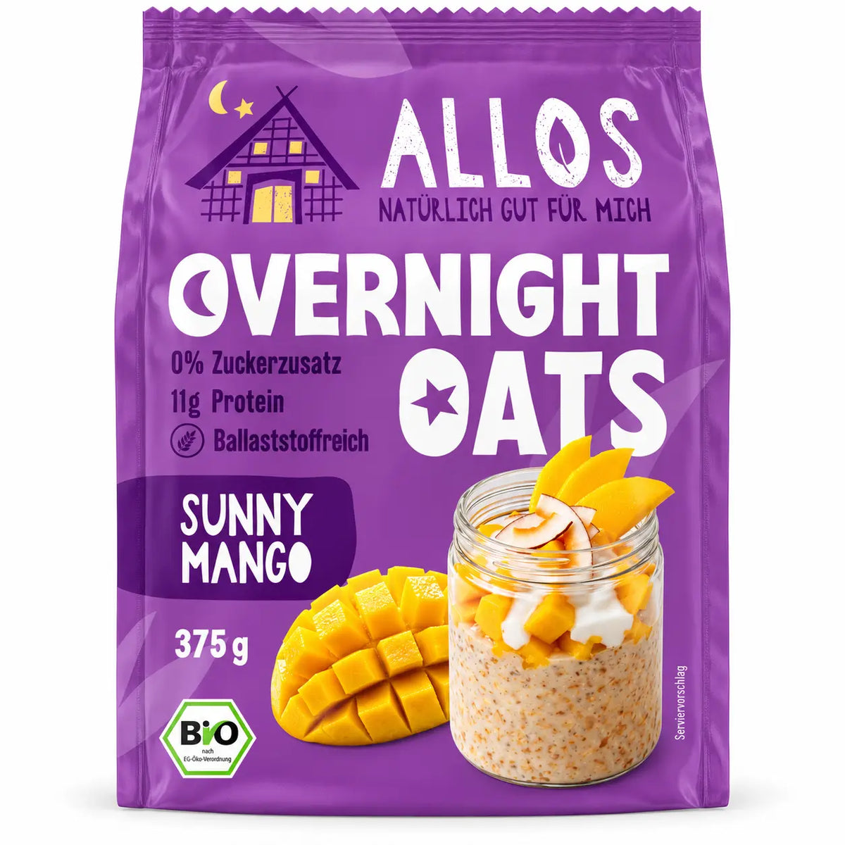 Allos Overnight Oats Sunny Mango 375 g Bio Haferbrei
