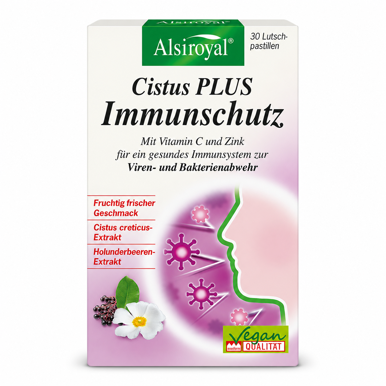 Alsiroyal Cistus PLUS Immunschutz mit Vitamin C und Zink – 30 Lutschpastillen, 57 g