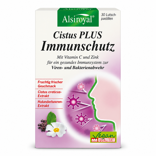 Alsiroyal Cistus PLUS Immunschutz mit Vitamin C und Zink – 30 Lutschpastillen, 57 g