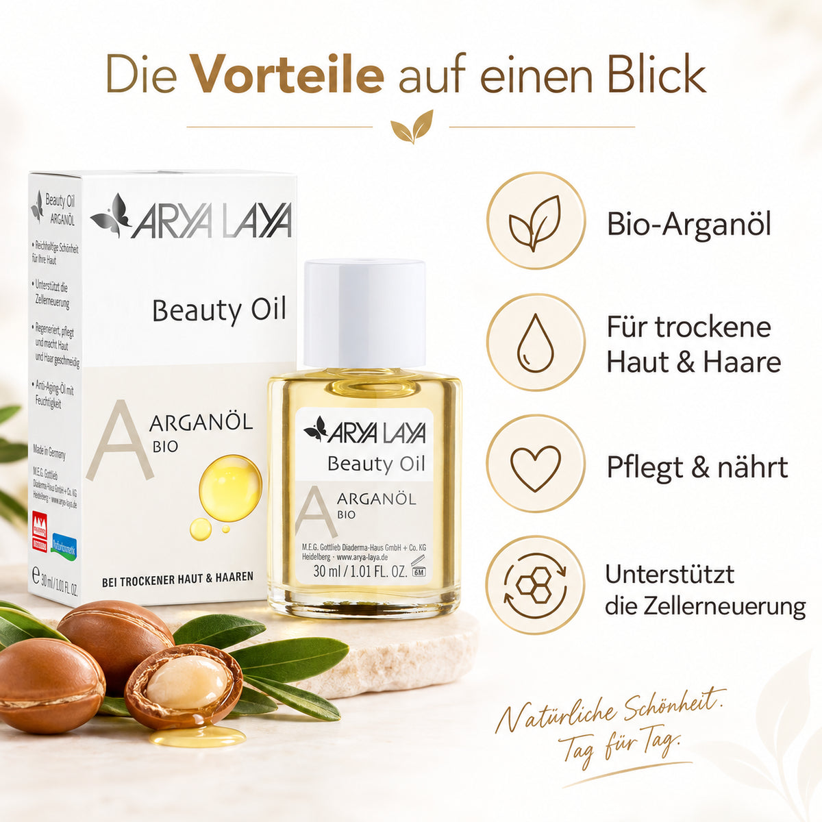 ARYA LAYA Beauty Oil Arganöl bio – Pflege für trockene Haut und Haare