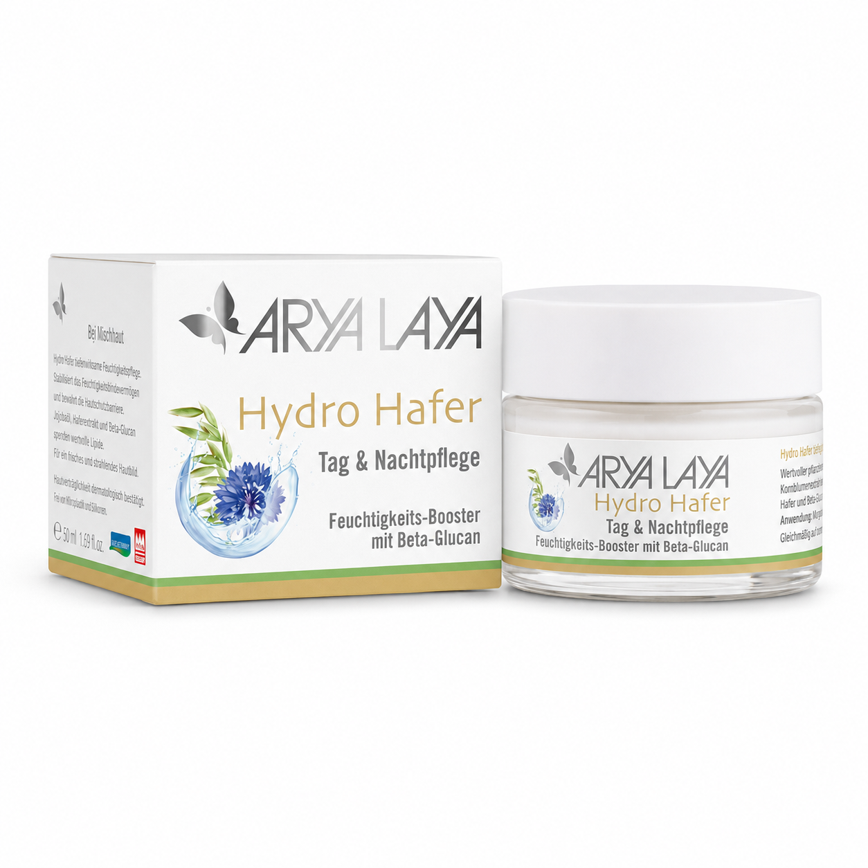 ARYA LAYA Hydro Hafer Tag & Nachtpflege 50 ml mit Tiegel und Umverpackung