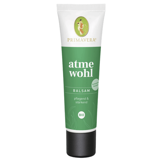 Atmewohl Balsam bio PRIMAVERA 30 ml – veganer Pflegebalsam mit Bio-Mandelöl und ätherischen Ölen für Brust-, Rücken- und Nasenpflege