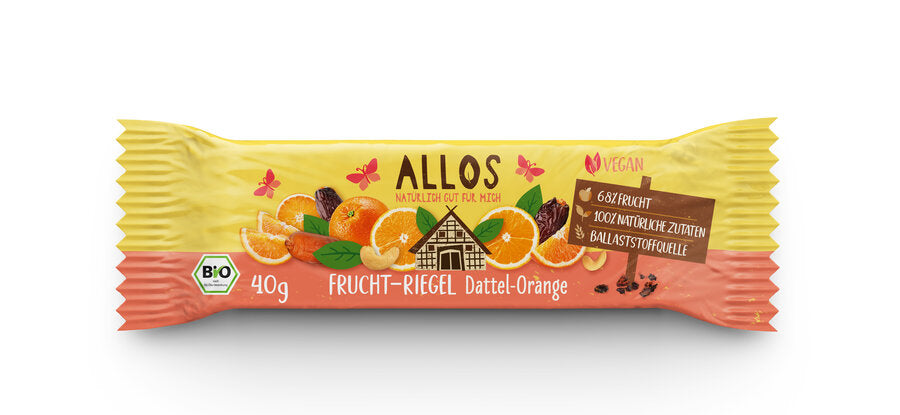 Allos Frucht-Riegel Dattel Orange 40g