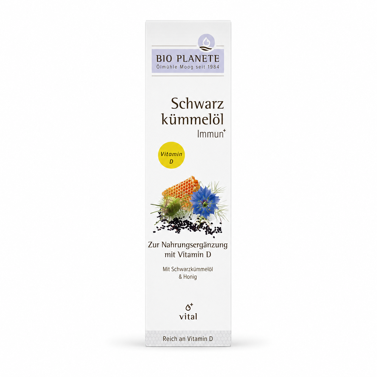 BIO PLANÈTE Schwarzkümmelöl Immun 100 ml mit Vitamin D und Honig