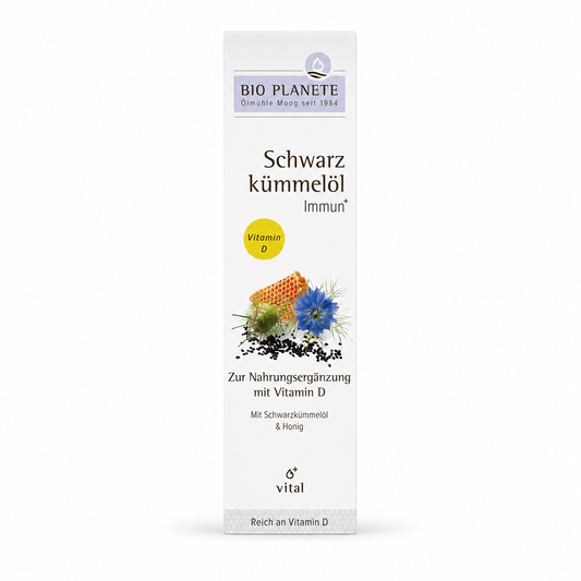 BIO PLANÈTE Schwarzkümmelöl Immun 100 ml mit Vitamin D und Honig