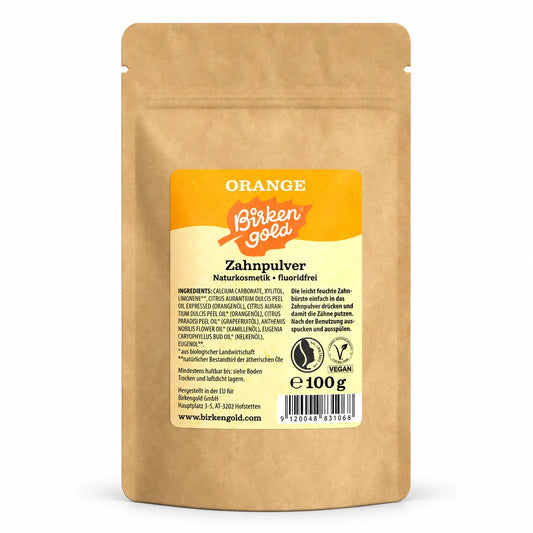 Birkengold Zahnpulver Orange 100 g Nachfüllbeutel