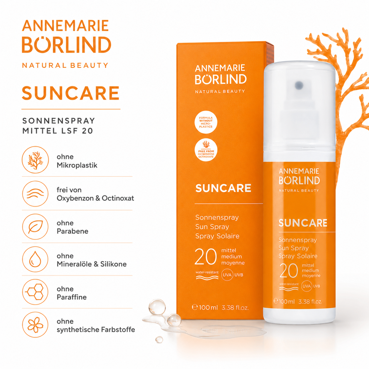 Annemarie Börlind Sonnenspray ohne Mikroplastik, Parabene, Mineralöle, Silikone und Paraffine