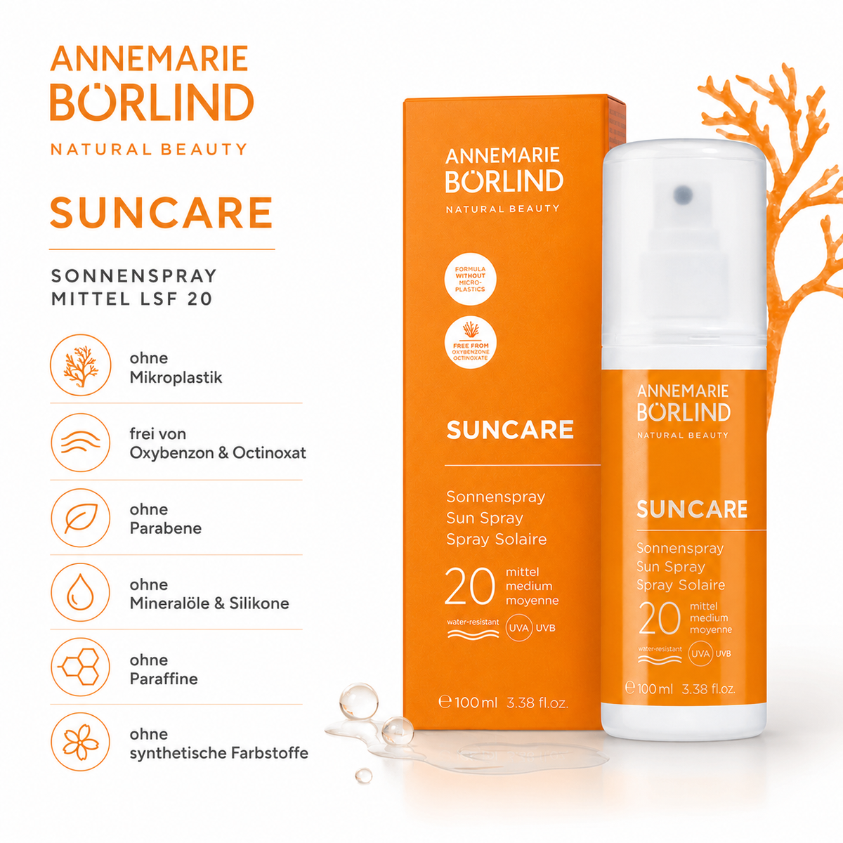 Annemarie Börlind Sonnenspray ohne Mikroplastik, Parabene, Mineralöle, Silikone und Paraffine