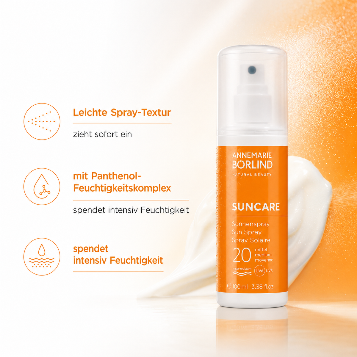 Börlind SUNCARE Sonnenspray mit leichter Textur und Panthenol-Feuchtigkeitskomplex