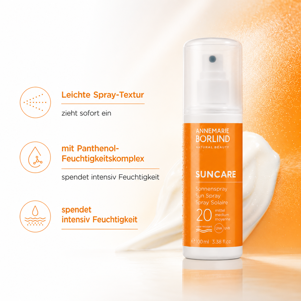 Börlind SUNCARE Sonnenspray mit leichter Textur und Panthenol-Feuchtigkeitskomplex