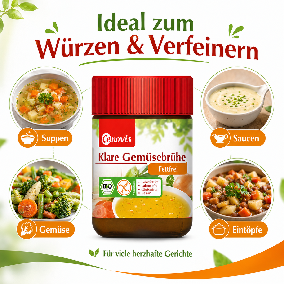 Cenovis Klare Gemüsebrühe zum Würzen von Suppen, Saucen, Gemüse und Eintöpfen