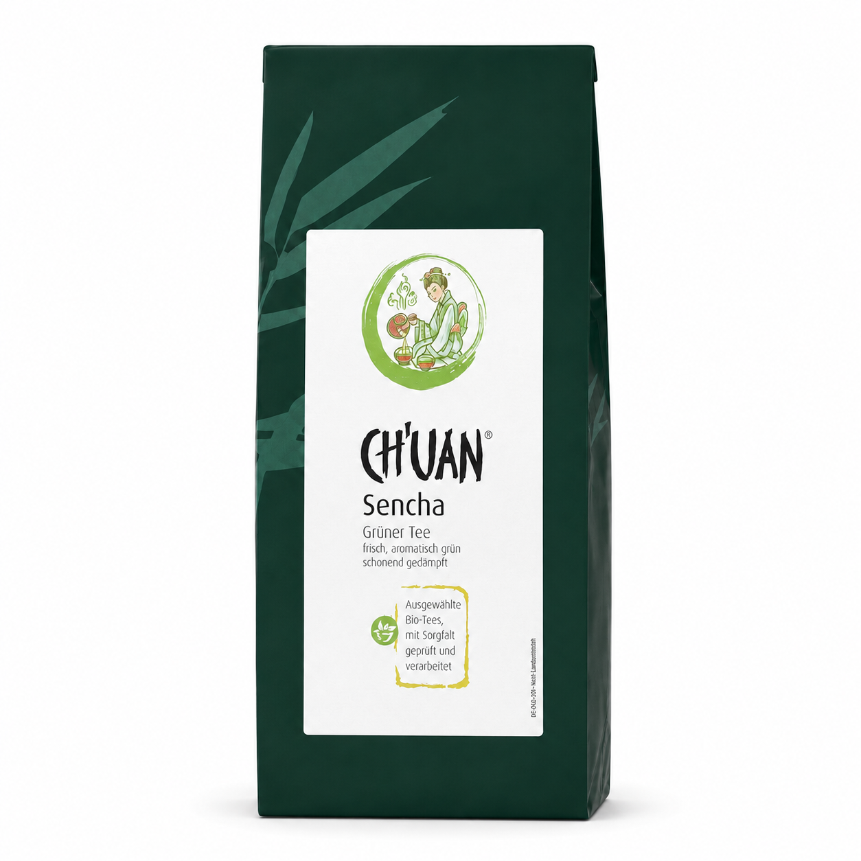 CH'UAN Sencha Bio Grüntee große Packungsgröße als freigestellte Produktansicht