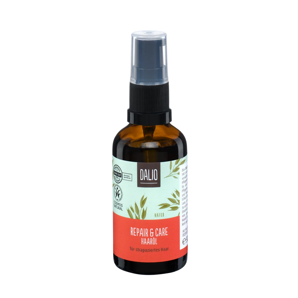 DALIO Repair & Care Haaröl 50 ml Flasche mit Pumpspender – pflegendes Haaröl mit Argan-, Krambe- und Kokosöl