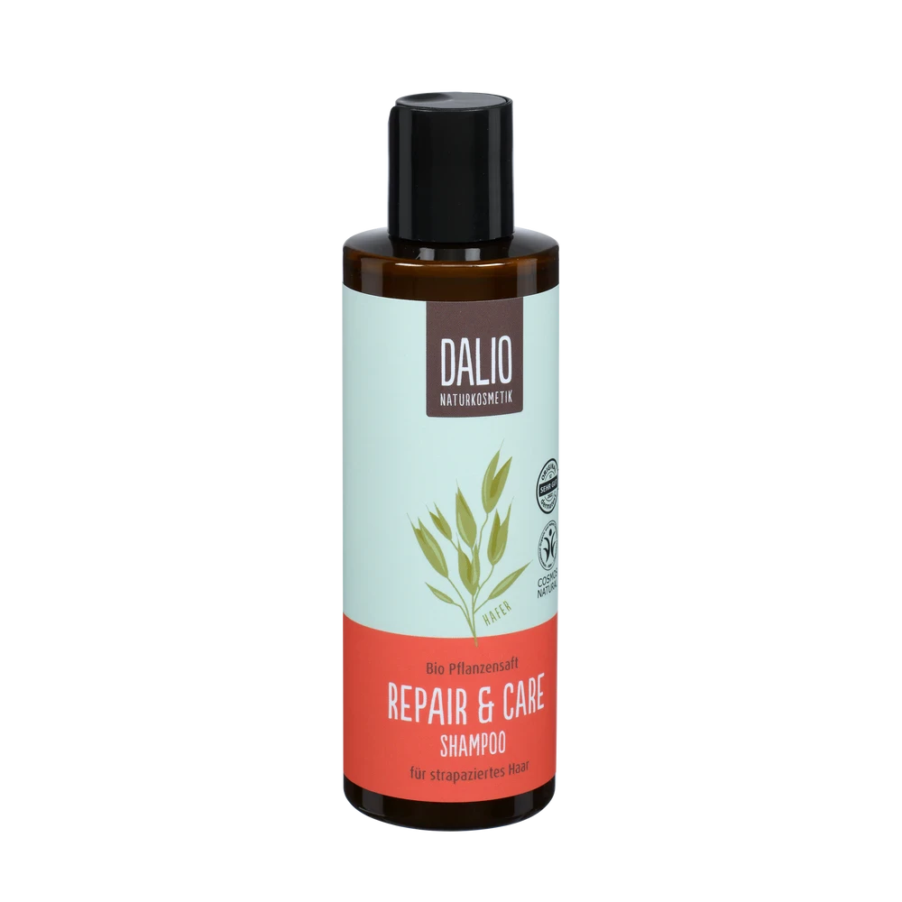 DALIO Repair & Care Shampoo 200ml von Schoenenberger – Seitenansicht der Flasche