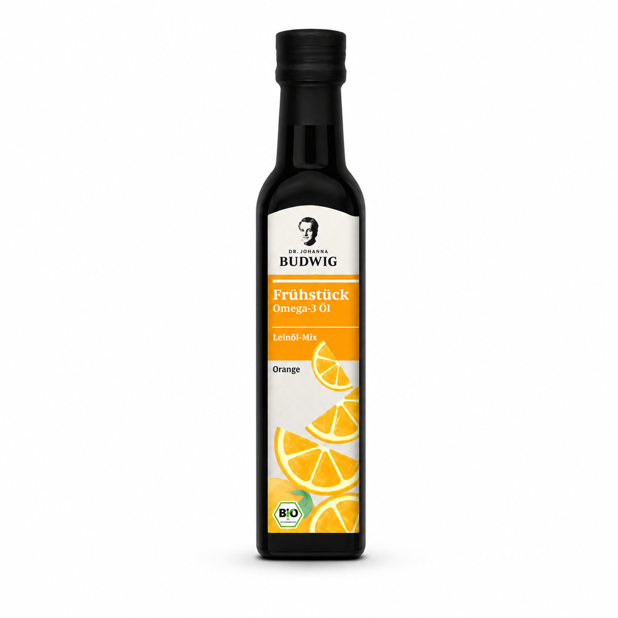 Dr. Budwig Bio Omega-3 Frühstücksöl Orange 250 ml in der Glasflasche