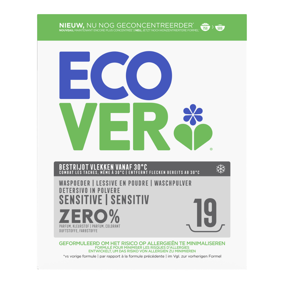 Ecover Sensitive Zero Waschpulver 0,95 kg für 19 Waschladungen