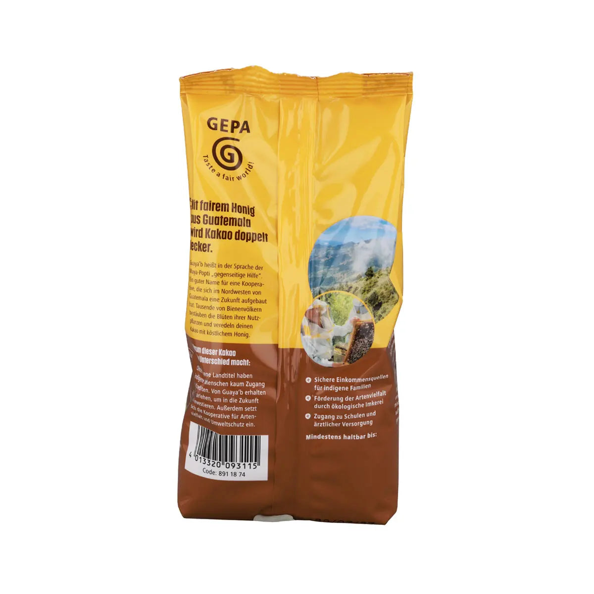 GEPA Bio Choco Honey Fairness Kakao – Zutaten, Fairtrade Informationen und Herkunft