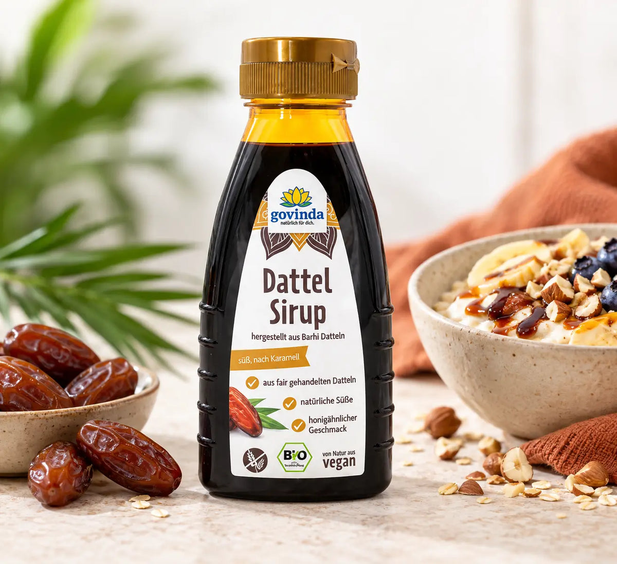 Govinda Dattelsirup als natürliche Süße für Frühstück, Porridge und Bowls