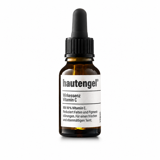 hautengel Wirkessenz Vitamin C 15 ml in brauner Pipettenflasche als freigestelltes Produktbild