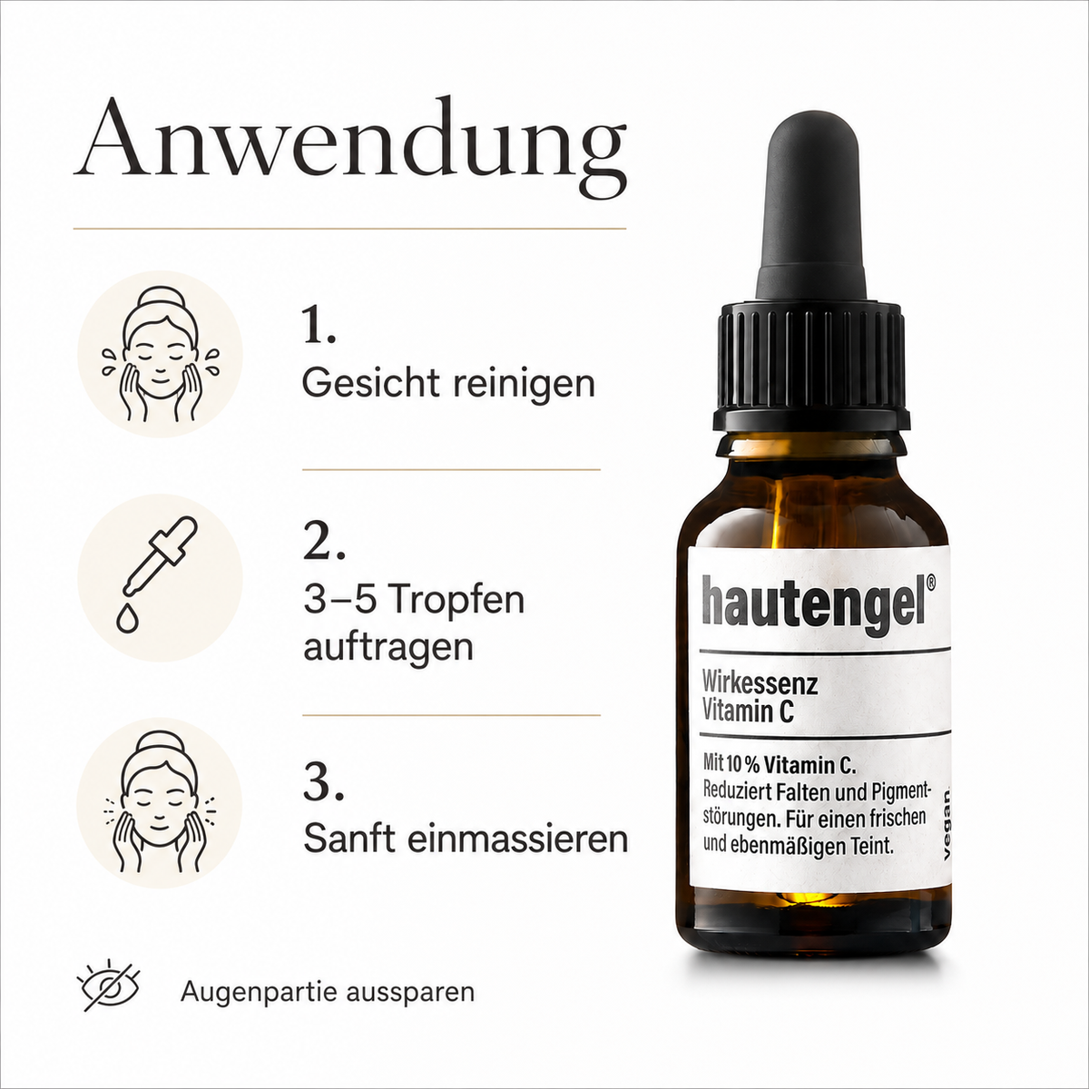 hautengel Wirkessenz Vitamin C mit Pipette und leichter Öltextur für die tägliche Gesichtspflege