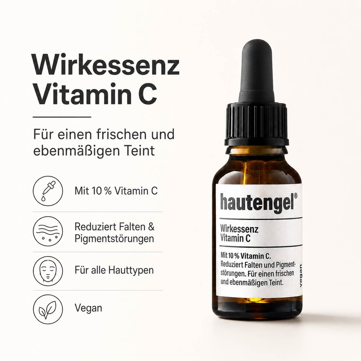 hautengel Wirkessenz Vitamin C mit 10 Prozent Vitamin C zur Unterstützung eines frischen und ebenmäßigen Teints