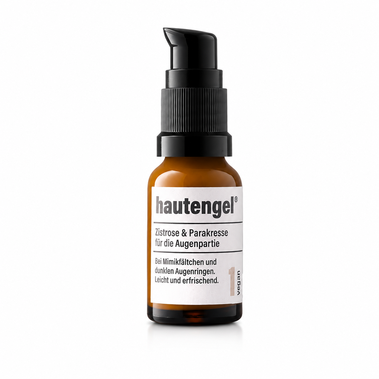 Hautengel Zistrose & Parakresse Augenpflege 15 ml im braunen Pumpspender vor weißem Hintergrund