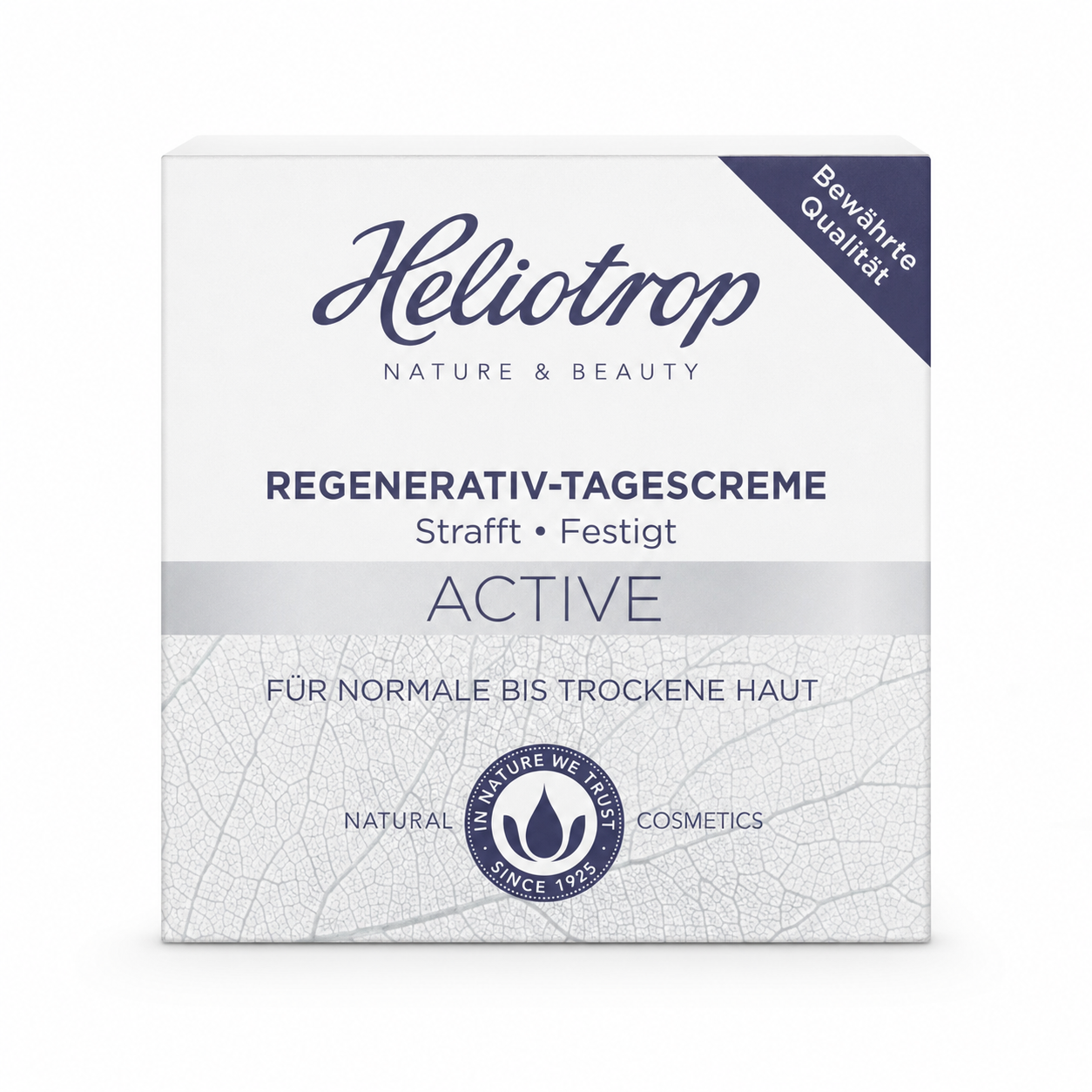 Verpackung der Heliotrop ACTIVE Regenerativ-Tagescreme 50 ml mit straffender und festigender Pflege