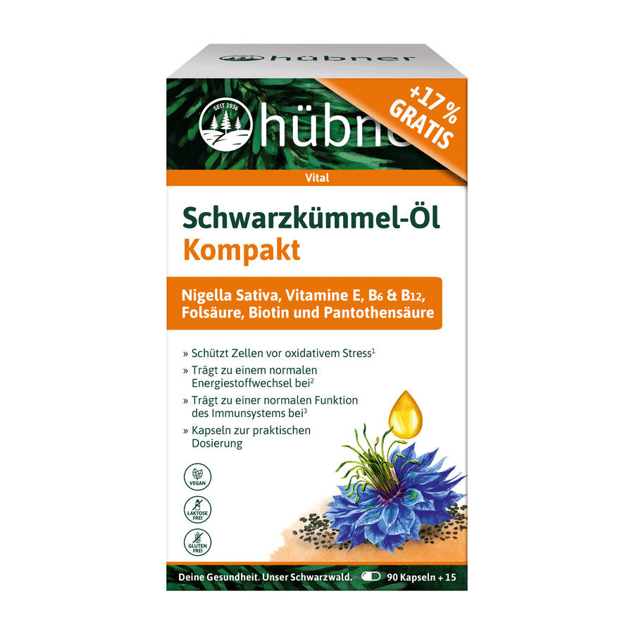 hübner® Schwarzkümmel-Öl Kompakt 90 Kapseln + 15