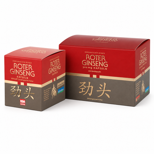 Koreanischer Roter Ginseng Kapseln von KGV Ginseng in den Größen 100 und 200 Hartkapseln