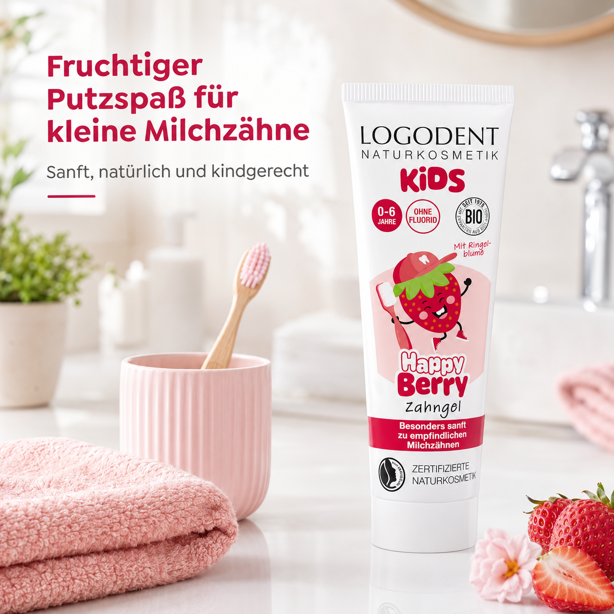 LOGODENT Kids Happy Berry Zahngel für fruchtigen Putzspaß bei kleinen Milchzähnen