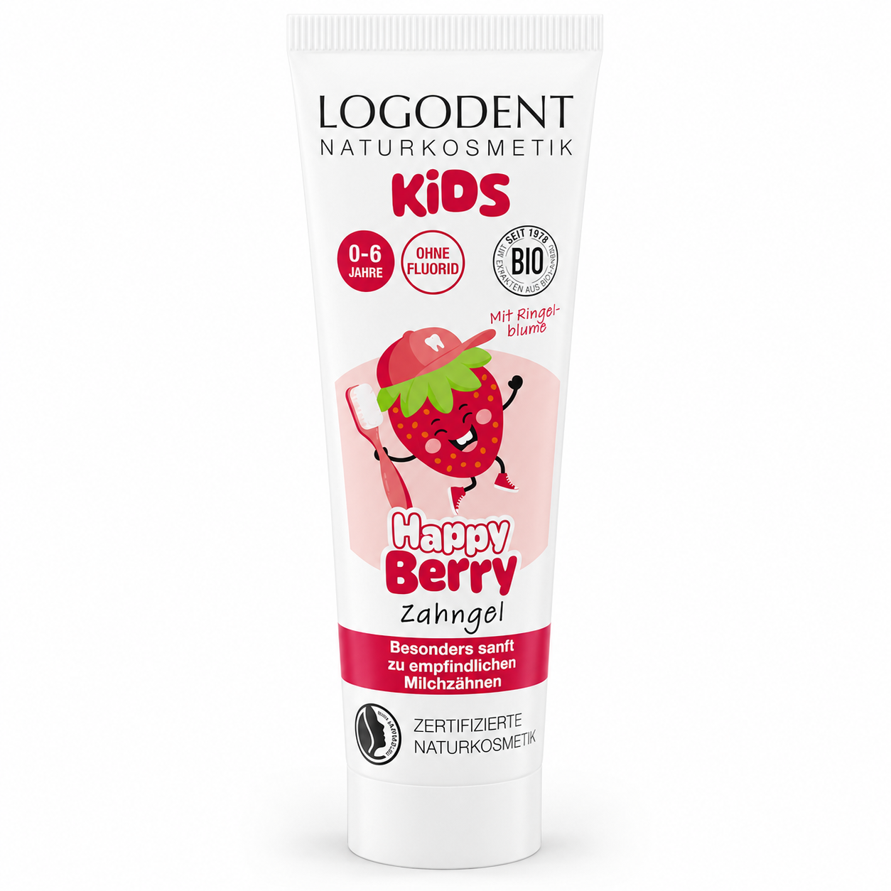 LOGODENT Kids Zahngel Happy Berry 75 ml ohne Fluorid für empfindliche Milchzähne