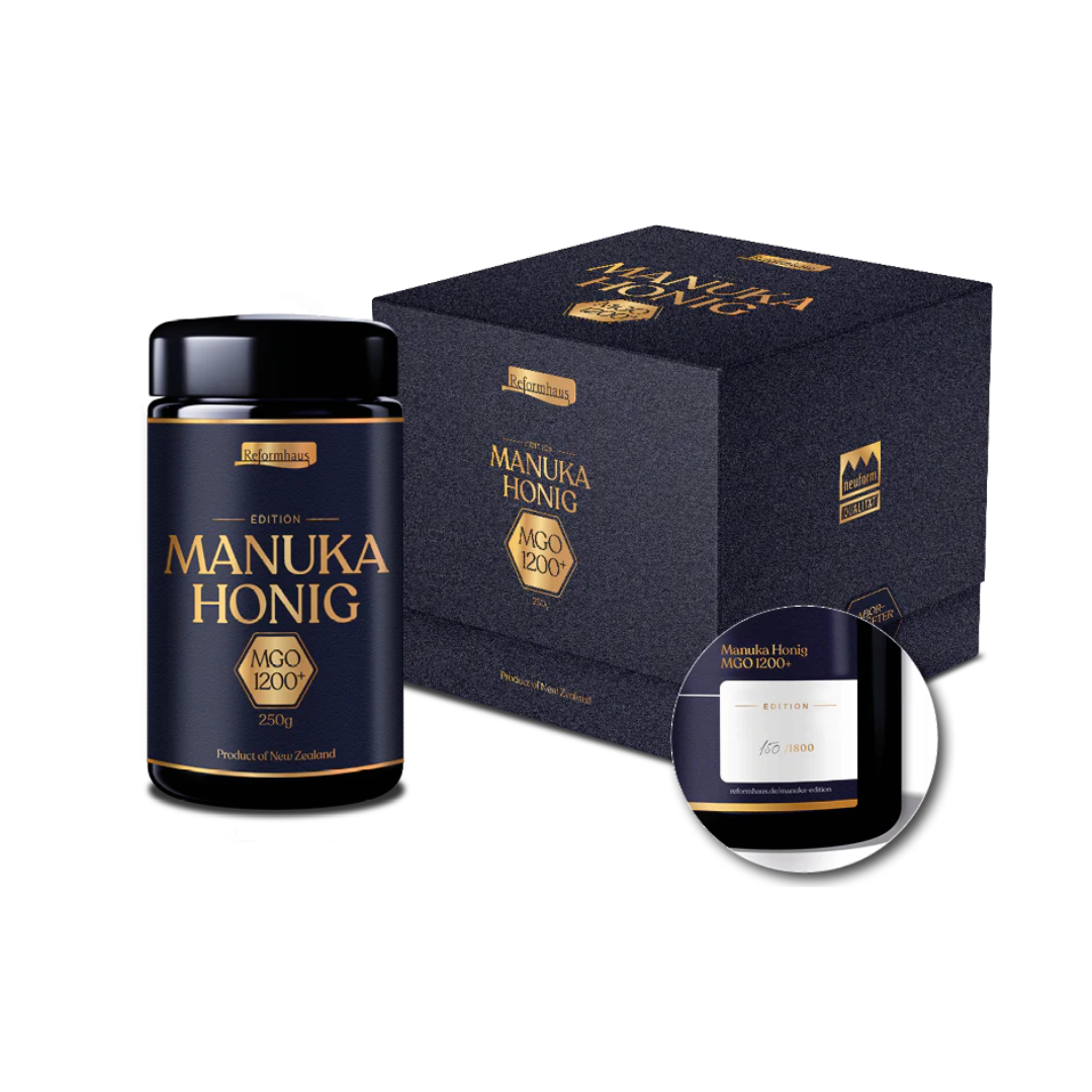 Manuka Honig MGO 1200+ Reformhaus Sonderedition mit hochwertiger Geschenkbox aus Neuseeland