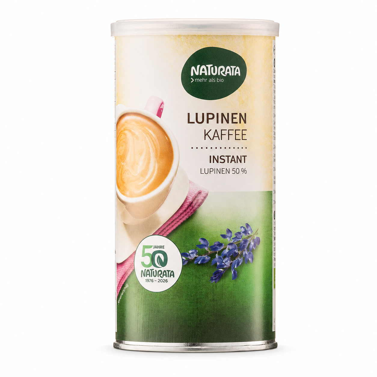 Naturata Lupinenkaffee Instant in der 100-g-Dose vor weißem Hintergrund