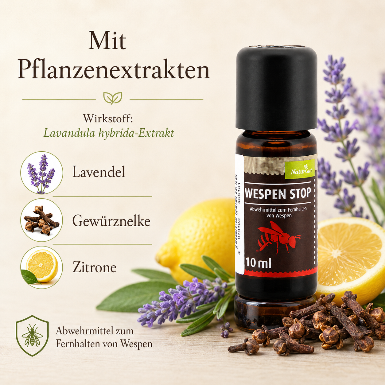 NaturGut Wespen Stop mit Lavendel-, Gewürznelken- und Zitronenextrakt