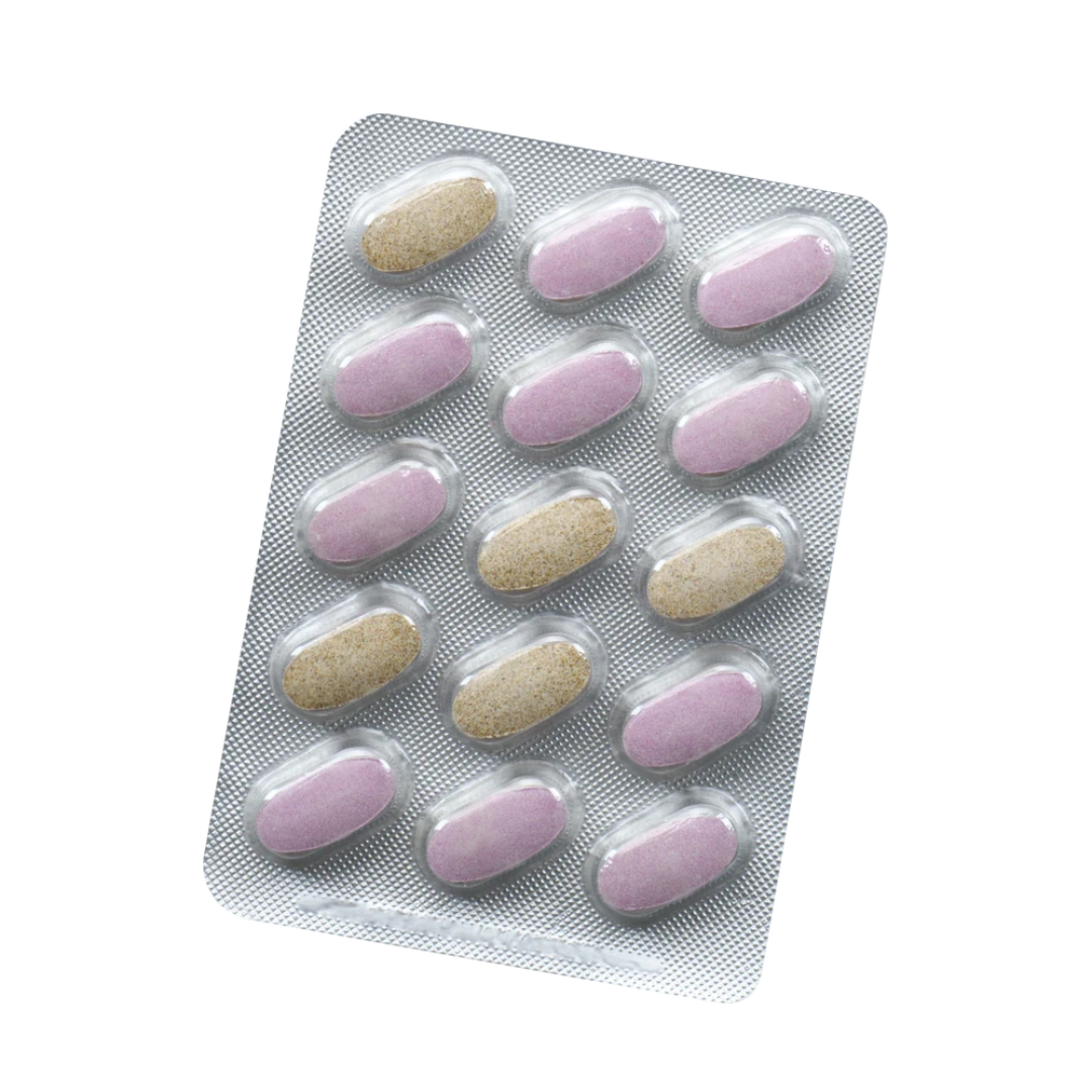 Blisterpackung Salus Neuro Sleep Melatonin Forte 3 mg 2-Phasen Tabletten – zweifarbige Direkt- und Depot-Phase
