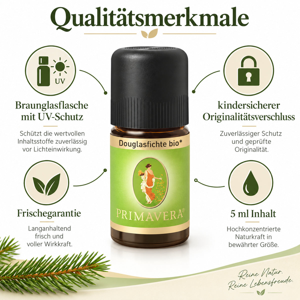 PRIMAVERA Douglasfichte bio 5 ml mit Braunglasflasche, UV-Schutz und kindersicherem Verschluss