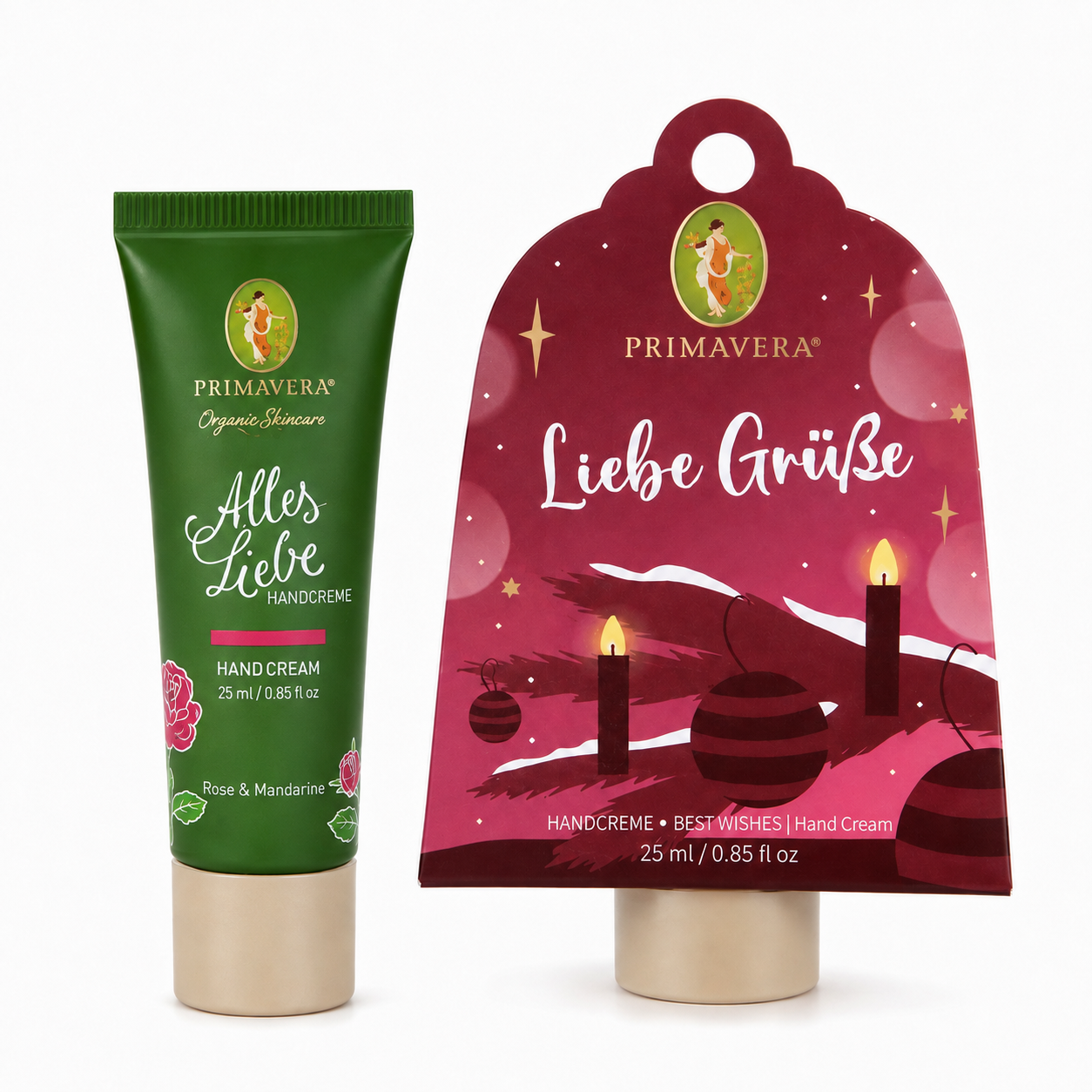 PRIMAVERA Geschenkanhänger Liebe Grüße mit Alles Liebe Handcreme 25 ml