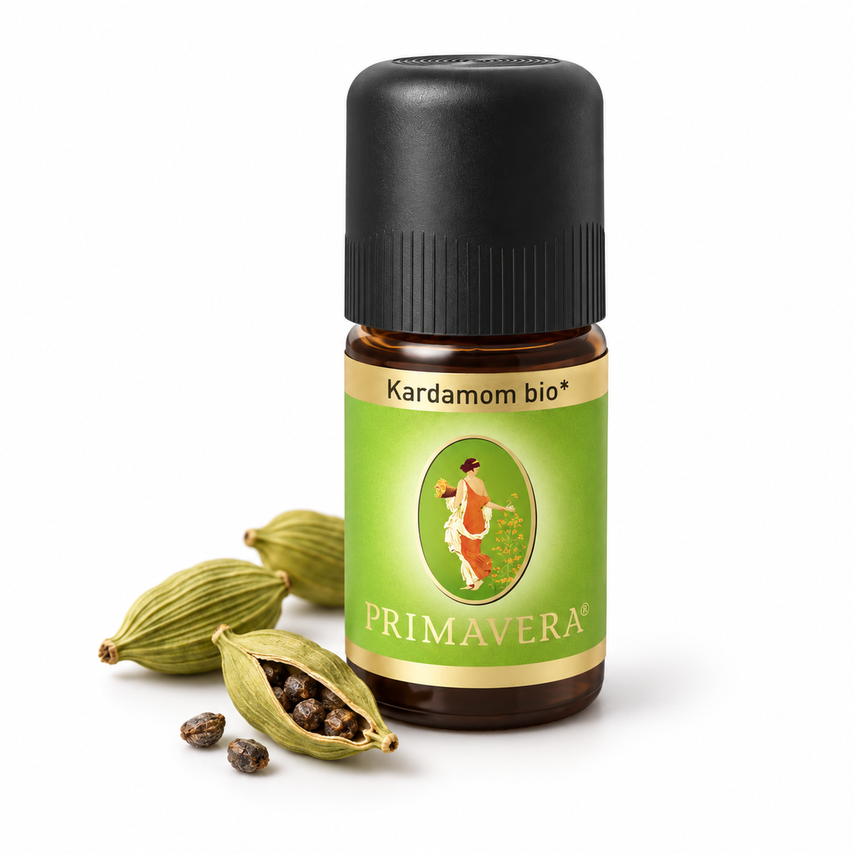 PRIMAVERA Kardamom bio ätherisches Öl 5 ml mit Kardamomkapseln und Samen