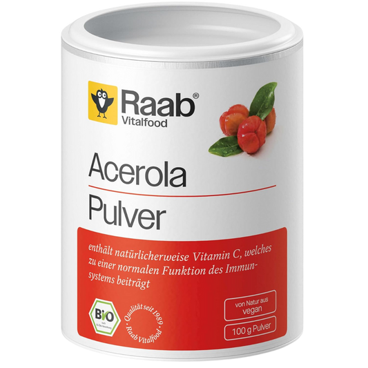 Raab BIO Acerola Pulver 100g Dose – reich an natürlichem Vitamin C