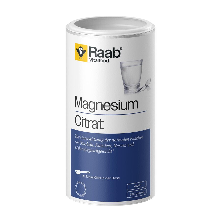 Raab Vitalfood Magnesium Citrat Pulver 340 g Dose, Nahrungsergänzung mit veganem Magnesiumcitrat